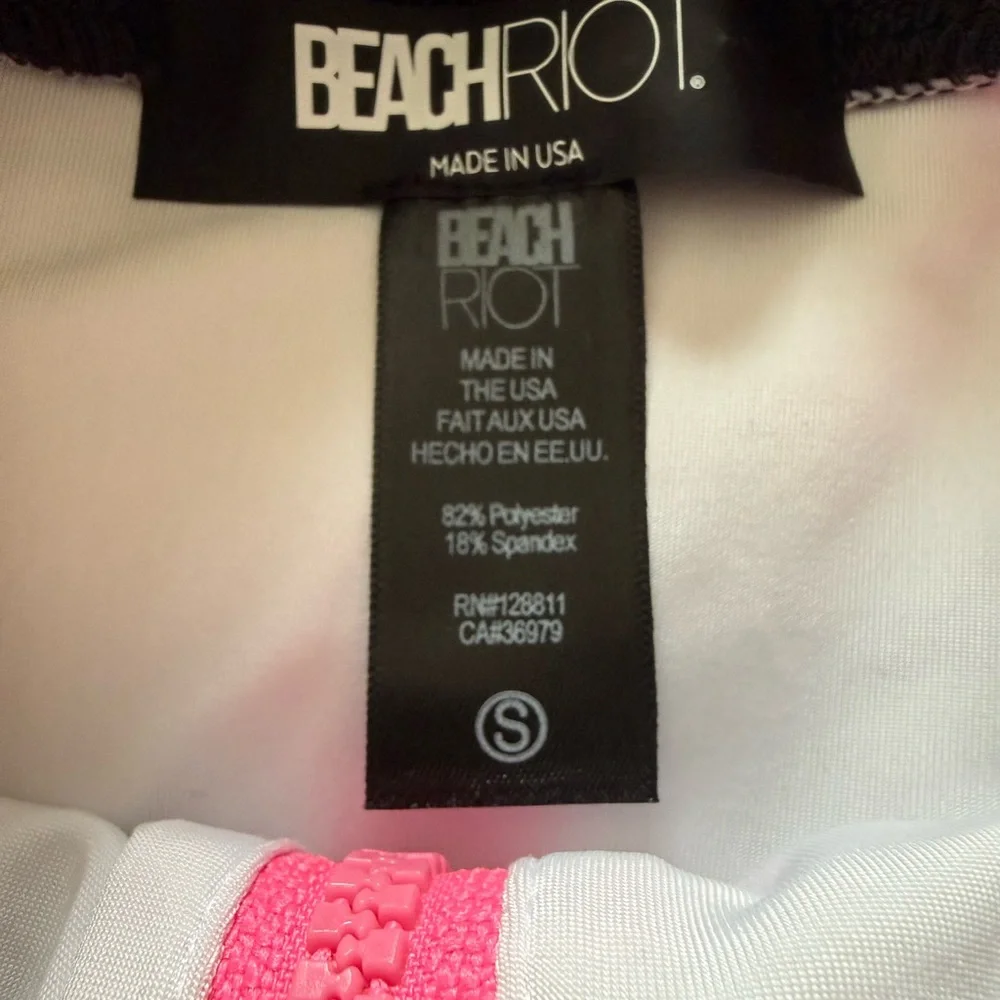 Beach Riot NWOT Women's‎ Pink/Black Bethany Rash Guard Long Sleeve Swimsuit Sz S - Picture 8 of 9